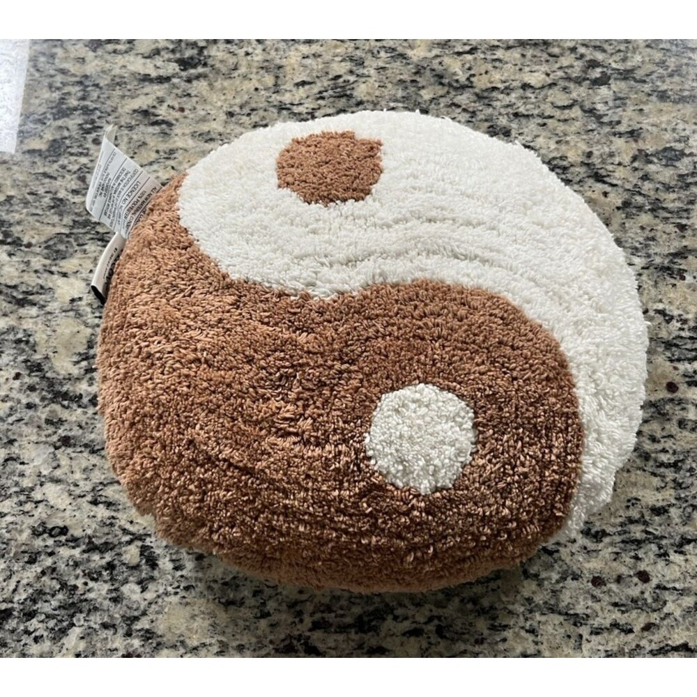 NWOT Indigo Home "Yin-Yang" Comfy Decorative Throw Pillow / Tan & White NEW